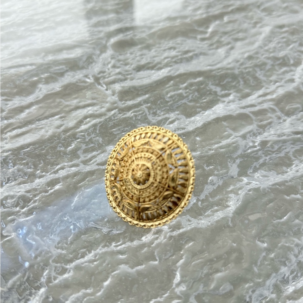 Intricate Gold-Tone Statement Ring